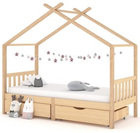 Detský rám postele so zásuvkami borovicový masív 90x200cm