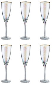 Butlers SMERALDA Sada pohárov na šampanské so zlatým okrajom 250 ml 6 ks
