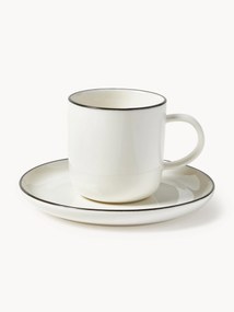 Porcelánové šálky na kávu's podšálkami Facile, 2 ks