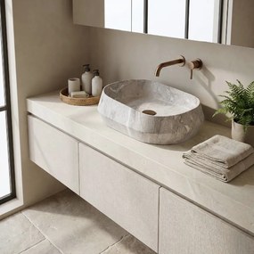 Rea Zoe Rock, umývadlo na dosku 550x355x170 mm, šedá-imitácia kameňa,  REA-U0643