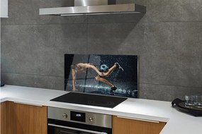 Sklenený obklad do kuchyne Lopta Rain Man 140x70 cm