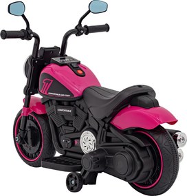 Ramiz Elektrická motorka Chopper FASTER pre deti ružová + FM rádio + audio panel + LED
