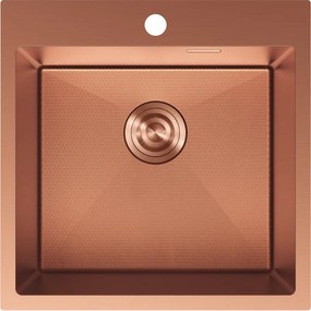 Mexen Solix, 1-komorový nerezový drez 500 x 500 mm, brúsená meď, vzor voština, 6407501000-65HC