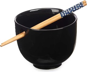 Keramická misa s paličkami KINVARA čierna
