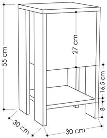 Nočný stolík EMA 55x30 cm biela/béžová
