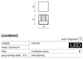 Vonkajšie nástenné svietidlo AZZARDO GAMBINO bright grey AZ0958