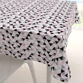 Biante Bavlnený štvorcový obrus Sandra SA-110 Ružovo-čierno-sivé trojuholníčky 100x100 cm