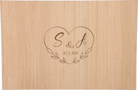 ČistéDrevo Drevená svadobná ceduľa na podpisy dub - srdce