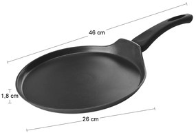 Panvica na palacinky s nepriľnavým povrchom Royal 26 cm - čierna