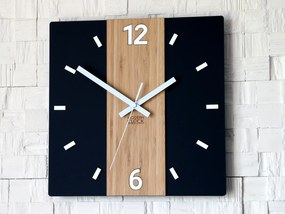 Bambusové nástěnné hodiny Primo 30 cm hnědé/černé II