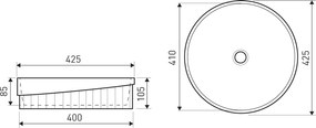 Novoterm Keramické umývadlo na dosku NV-KR-9037 (ø 42,5 cm) biele