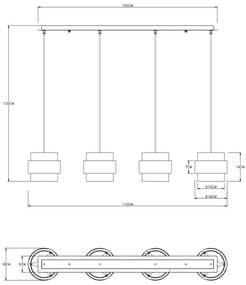 Globo 15560-4H - Luster na lanku MILEY 4xE27/60W/230V čierna/mosadz