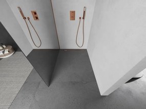 Mexen Kioto, sprchová zástena Walk-In 70 x 200 cm, 8mm sklo vzor zrkadlo, medený matný profil, 800-070-101-65-50