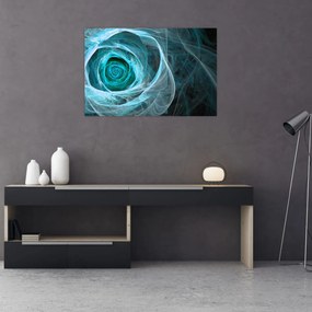 Obraz - Abstraktné ruže modrá s čiernym pozadím (90x60 cm)
