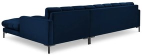 Tmavomodrá zamatová rohová pohovka Cosmopolitan Design Bali, pravý roh