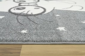 Detský koberec Lima 9377C Zajačik s okuliarmi sivý / krémový
