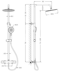 BATH DELUXE 31-120-05-70-00 - Sprchová súprava s termostatickou batériou DRAGOR,