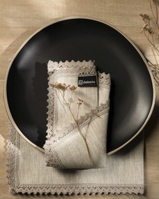 Súprava ľanových obrúskov s čipkou 4ks. farba produktu béžová látka polopriehľadný, zapletaná, ľanová