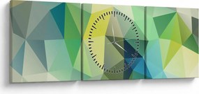 Obraz geometrické abstrakcie (s hodinami) (90x30 cm)