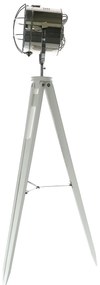 Dekorstudio Podlahová lampa TRIPOD na bielej trojnožke s chrómovaným tienidlom 153cm