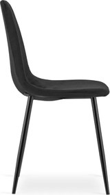 Set štyroch jedálenských stoličiek PADVA zamatové čierne / čierne nohy (4 ks)