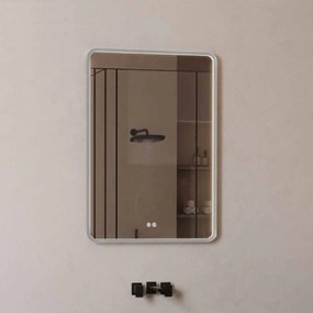 Mereo Mereo, LED zrkadlo hranaté 60x80 cm z ráme z brúsenej ocele, MER-CN171S