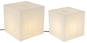 Sada 2 vonkajších stojacích lámp bielych 30 a 38 cm štvorcových IP44 - Nura