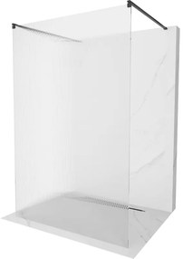 Mexen Kioto, sprchová zástena Walk-In 100 x 200 cm, 8mm sklo s rebrovým vzorom, čierny profil, 800-100-002-70-09