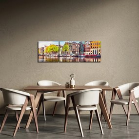 Obraz - Tancujúce domy, Amsterdam (s hodinami) (90x30 cm)