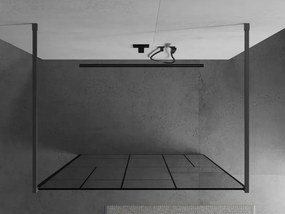 Mexen Kioto, sprchová zástena Walk-In 100 x 200 cm, 8mm číre sklo čierny vzor, grafitový profil, 800-100-002-95-78