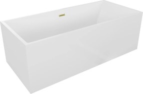 Mexen Vigo voľne stojacia vaňa 178,5 x 80 cm, biela, prepad zlatý kartáčova