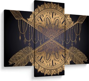 Obraz - Zlatá mandala s šípmi (90x60 cm)