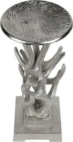Strieborný kovový svietnik s parožím - 12,5 * 12,5 * 30cm