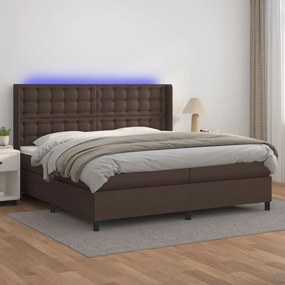 Boxspring posteľ s matracom a LED hnedá 200x200 cm umelá koža 3139406