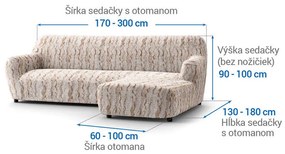 Bielastické poťahy OCEANO NOVÉ béžové sedačka s otomanem vpravo (š. 170 - 300 cm)