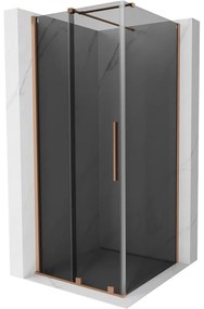 Mexen Velar, sprchový kút s posuvnými dverami 120 x 120 cm, 8mm šedé sklo, medená matná, 871-120-120-41-65