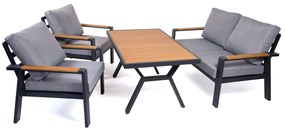 Hliníkový jedálenský nábytok EMOT 2 antracit s tmavými poduškami