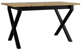 Rozkladací stôl Elarno 80 x 140/180 I, Morenie: dub artisan L, Farby nožičiek: čierne kovové