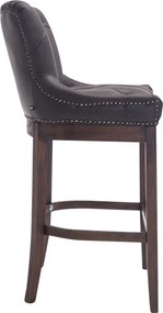 Barová stolička Buckingham - koža, drevené nohy tmavá antik - Hnedá