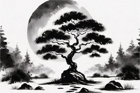 Obraz – Čiernobiela bonsai (90x60 cm)