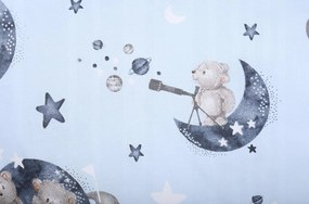 Detské bavlnené obliečky do postieľky 135x100 cm BABYMAM PREMIUM - Medvedíci vo vesmíre - modré