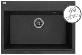 Laveo Tau, 1-komorový granitový drez 700x500x215 mm, čierna, LAV-SBT_7107