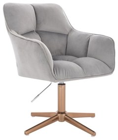 LuxuryForm DESIGN Kreslo AMALFI VELUR na zlatom kríži - svetlosivé