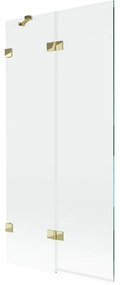 Mexen Lunar, 2-krídlová vaňová zástena ľavá 90 x 150 cm, číre sklo, zlatá lesklá, 897-090-100-50-00-L