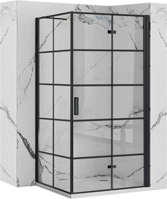 Štvorcový sprchový kút REA MOLIER 80x80 cm, čierny/transparent - bez vaničky