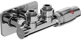 Mexen G00, uhlová termostatická súprava s hranatou krytkou, Duplex DN50, chrómová, W907-900-910-01