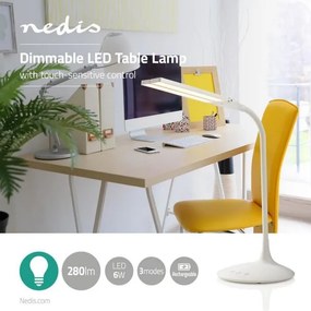 Nedis LTLG3M1WT4 - LED stmievateľná stolná lampa LED/6W/5V 2200 mAh biela