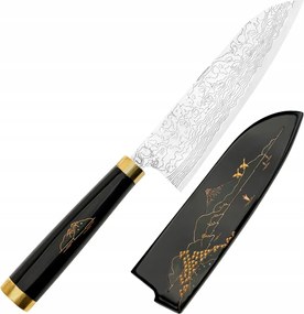 Takeshi Saji Art Fuji Unique Kuty R-2 Japonský nôž Santoku 18 cm a Saya