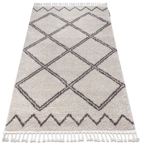 Koberec BERBER ASILA B5970, krémovo - hnedý, strapce,  Maroko Shaggy