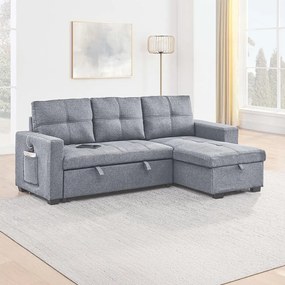 Univerzálna rohová rozkladacia sedacia súprava Catini PORTIVA s úložným priestorom a USB sivá